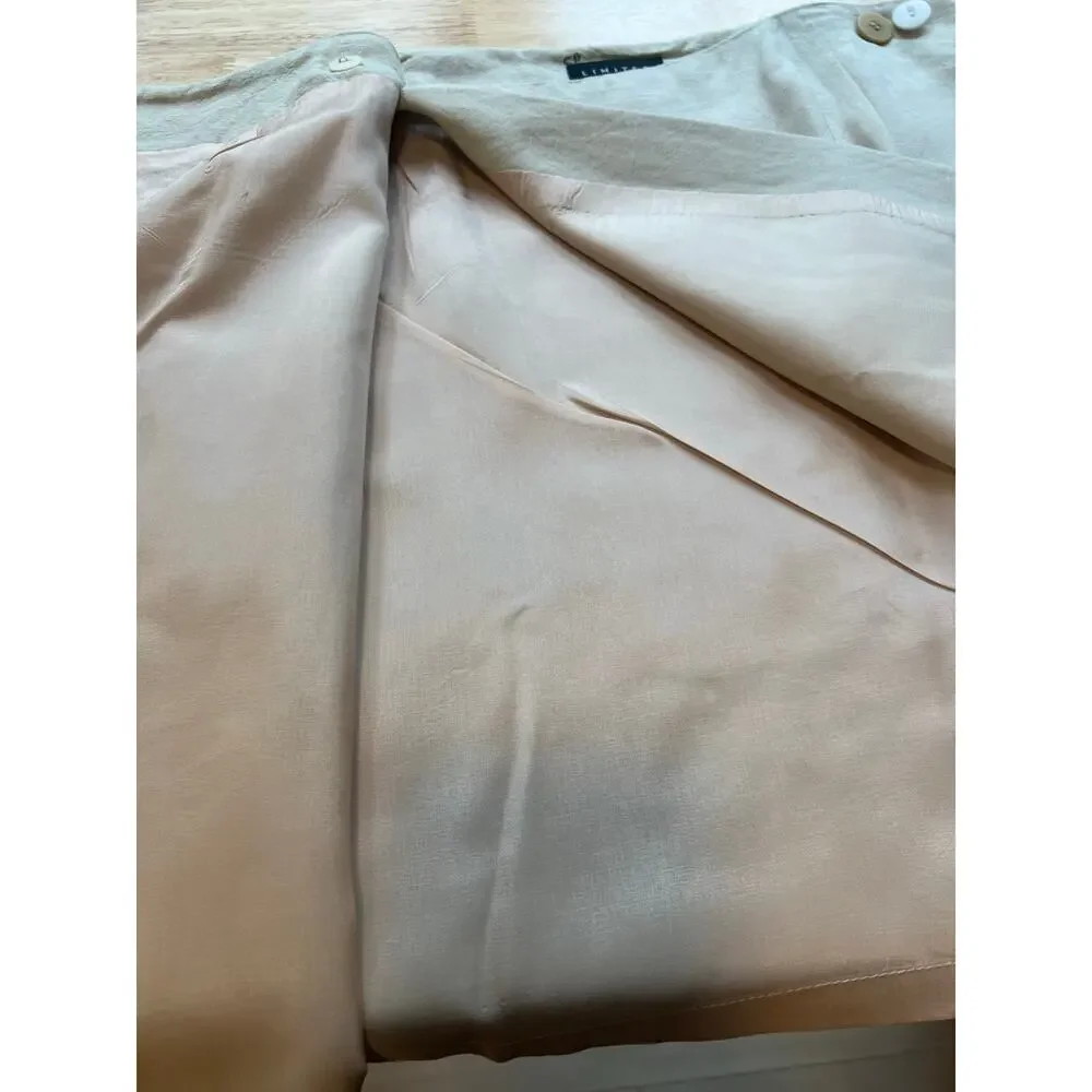 1990s Vintage Limited Wrap Mini Skirt Linen Rayon Button Closure Cream 10 JL - Picture 6 of 9